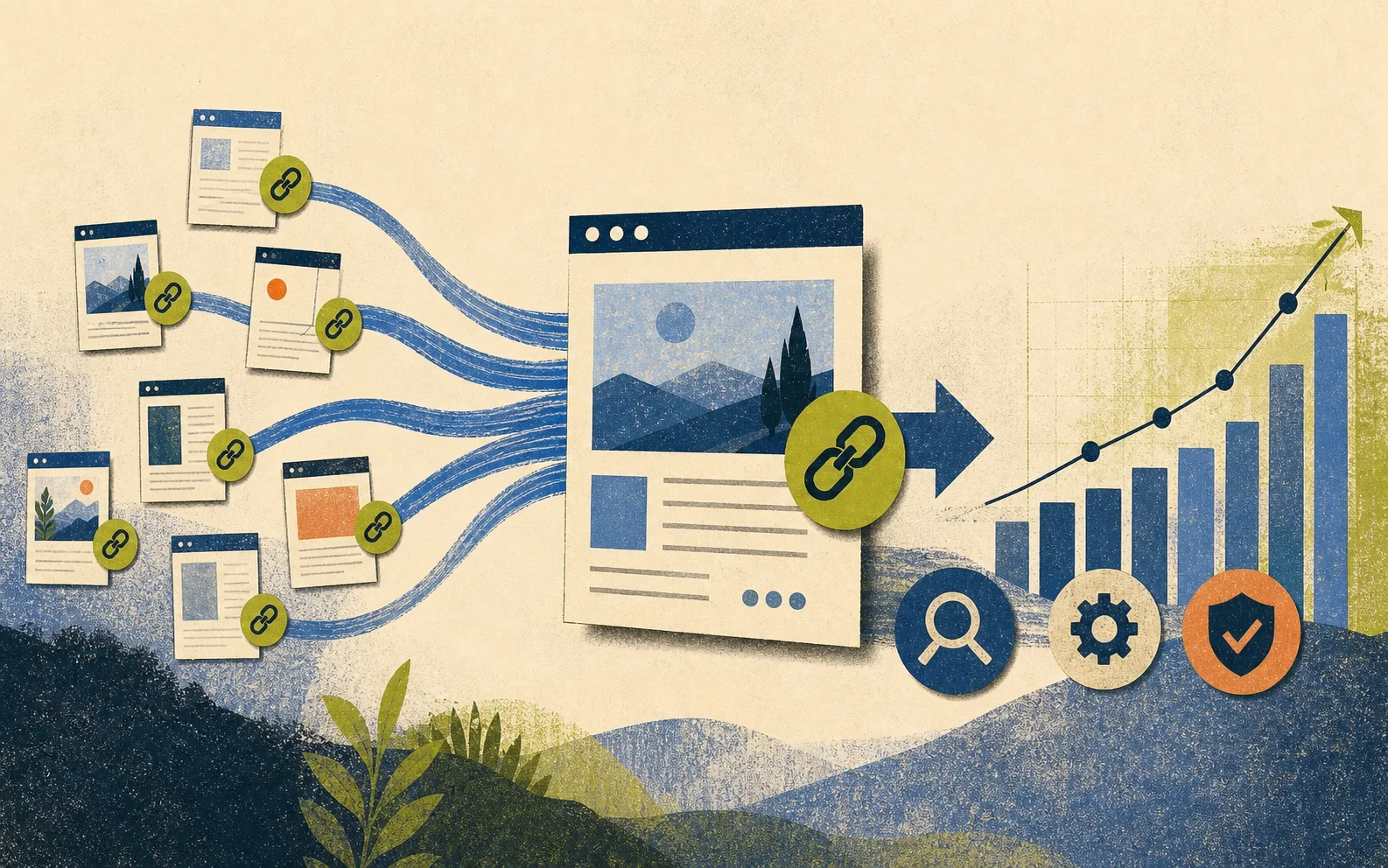 Relevant backlinks supporting gradual growth in organic search traffic