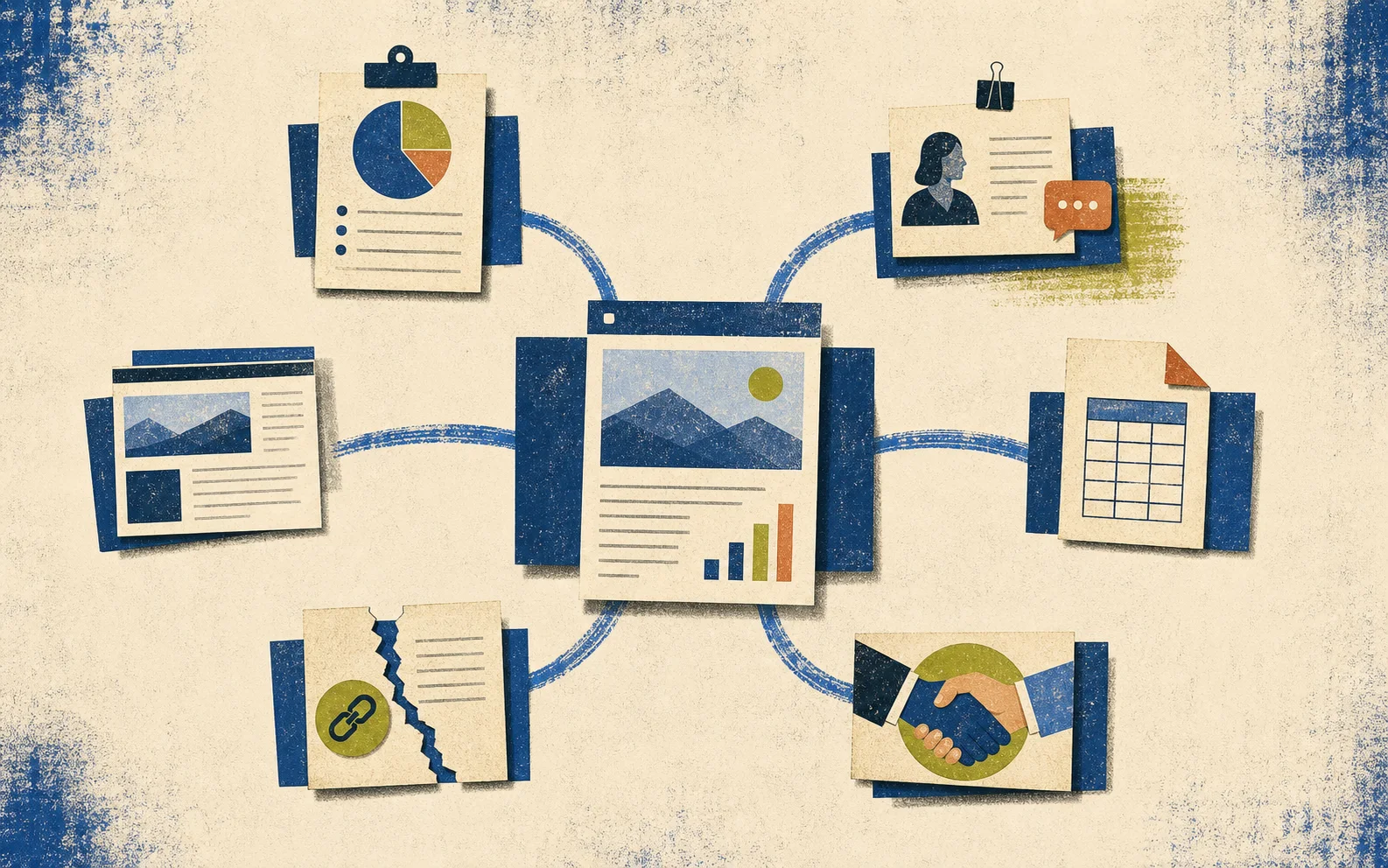 Several natural link-building techniques connected to a central content asset